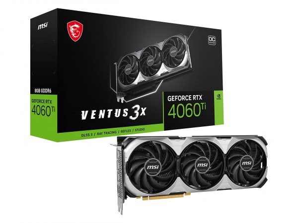 MSI GeForce RTX 4060 Ti VENTUS 3X E OC 8GB GDDR6X PCI-Express Graphics Card